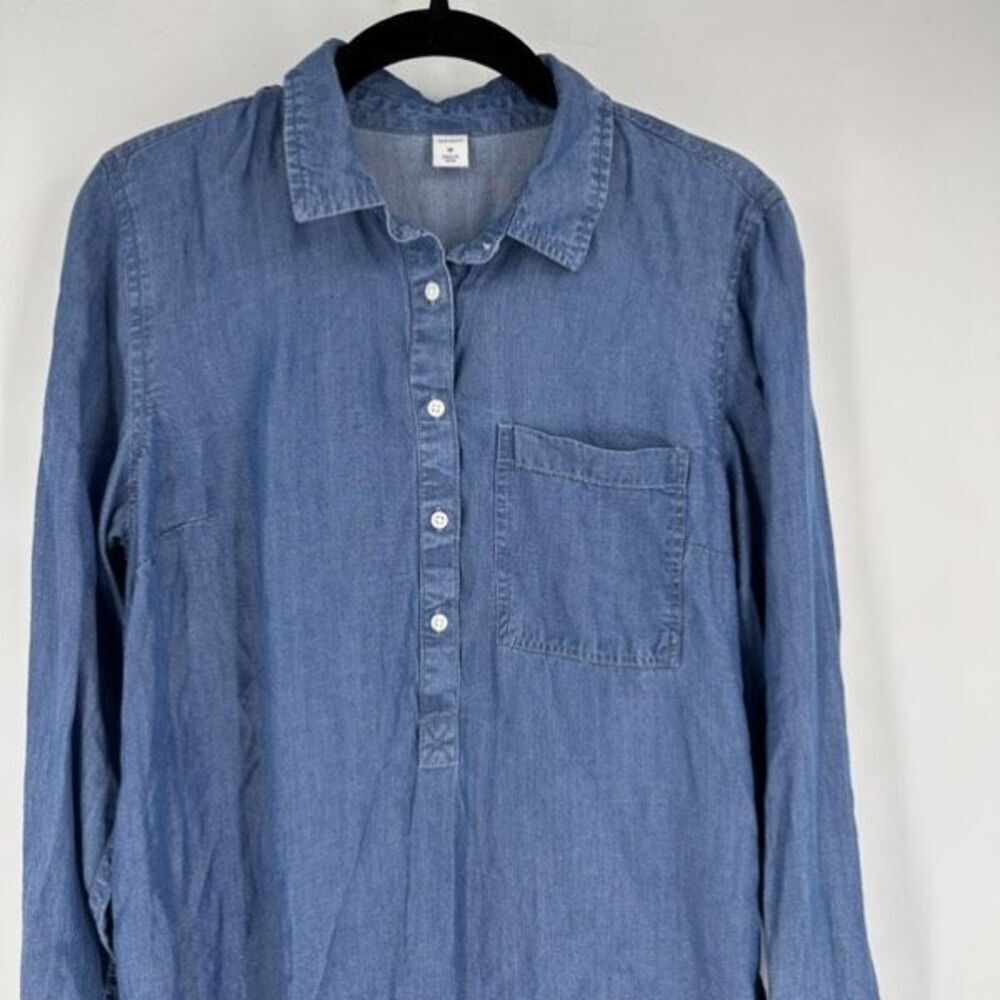 Old Navy Chambray Shirt Dress  Button Down‎ Medium Lyocell Medium Wash Blue - Picture 4 of 13